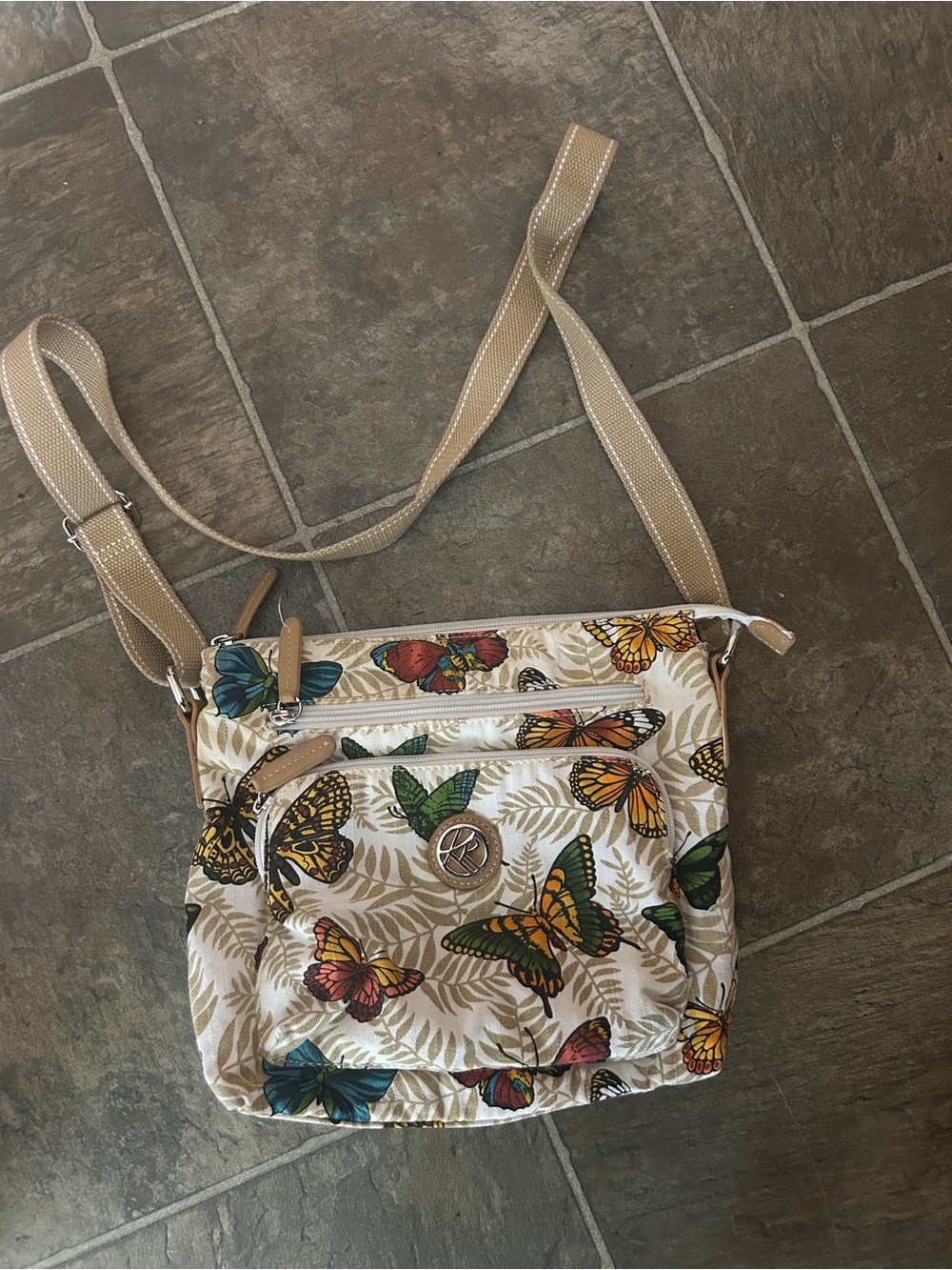 KR Butterfly Print Crossbody Bag